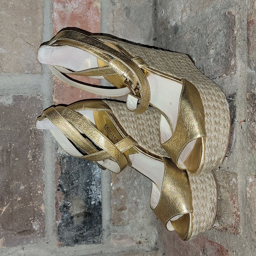 Michael Kors Gold Espadrille Wedge